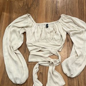 Windsor wrap around puff sleeve crop top